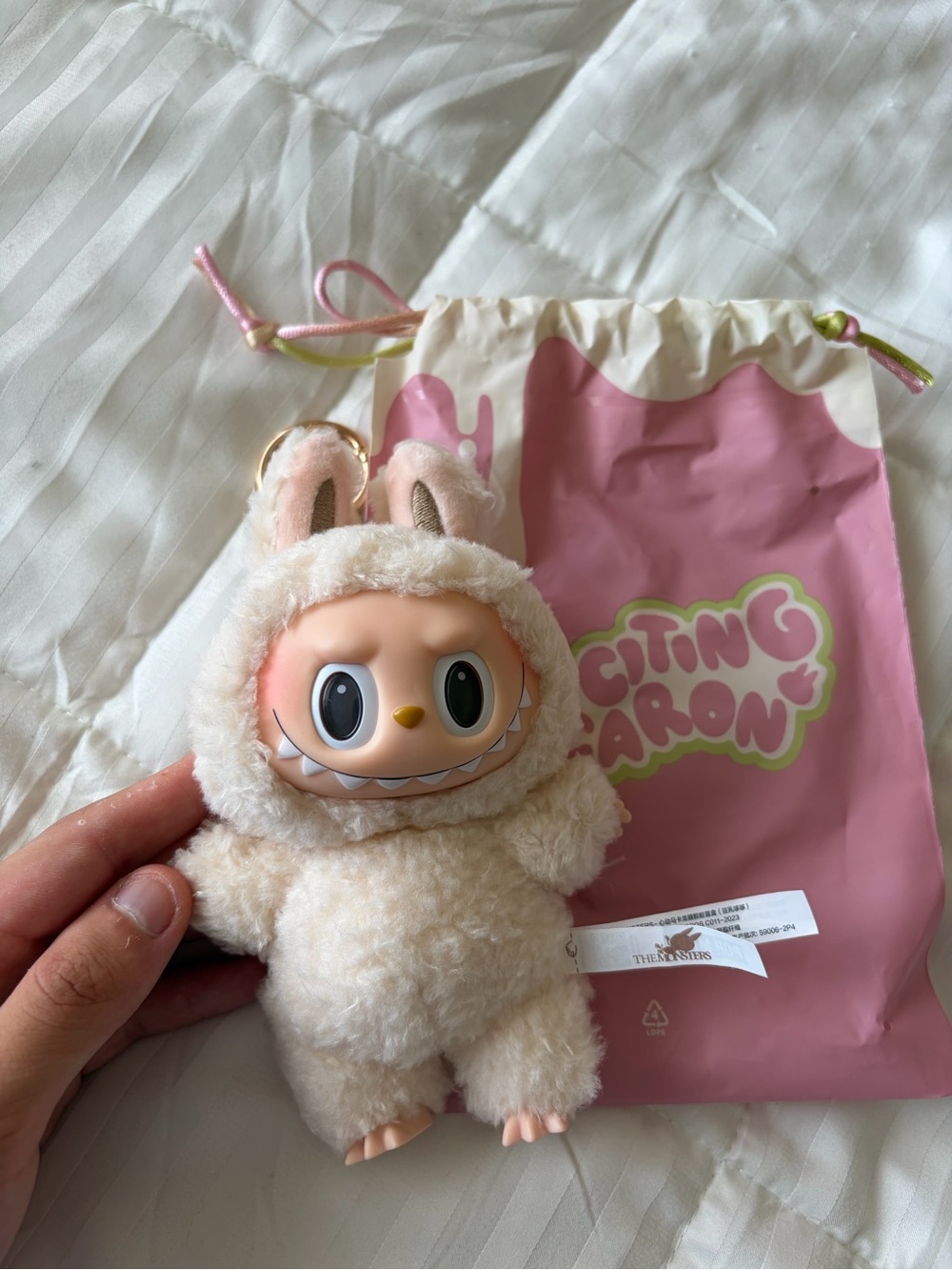 POP MART The Monsters Labubu Soymilk Exciting Macaron Vinyl Plush Pendant